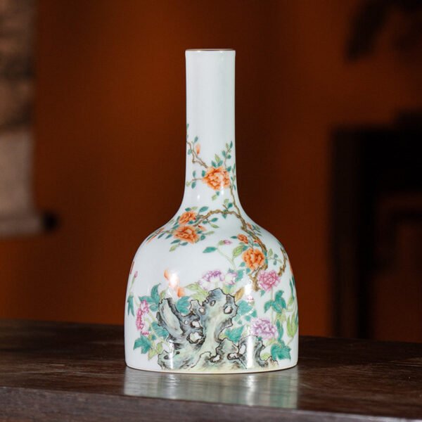 Jingdezhen Imperial Kiln Famille Rose Pomegranate Floral Rattle Vase
