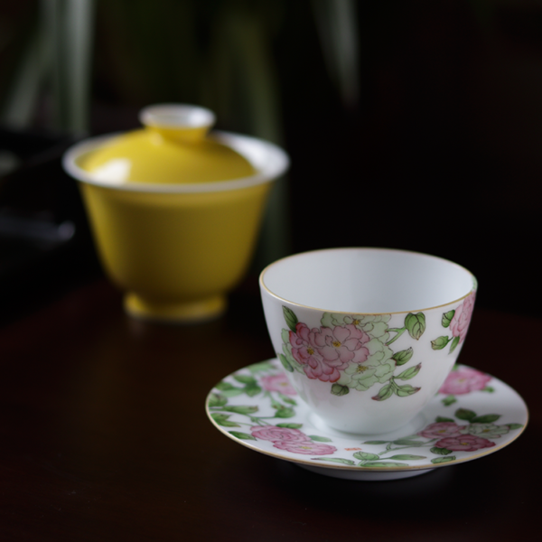Chapter Four of Spring: Jingdezhen Hand-Painted Rose Master Cup and Saucer